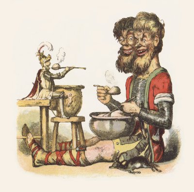 Ilustração para Jack The Giant Killer (cor litho) de Richard Doyle