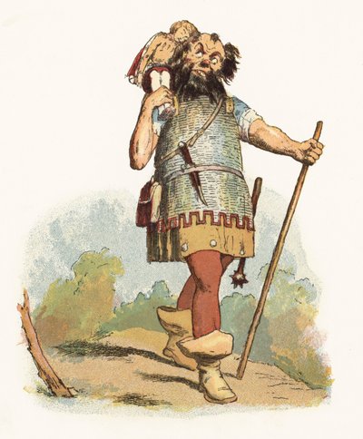 Ilustração para Jack The Giant Killer (cor litho) de Richard Doyle