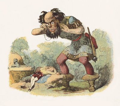 Ilustração para Jack The Giant Killer (cor litho) de Richard Doyle