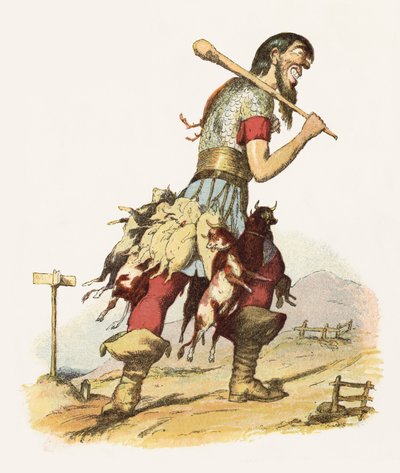 Ilustração para Jack The Giant Killer (cor litho) de Richard Doyle