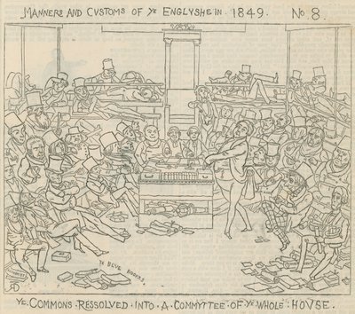 Maneiras e costumes dos ingleses em 1849: A Câmara dos Comuns resolveu em um comitê de toda a casa de Richard Doyle
