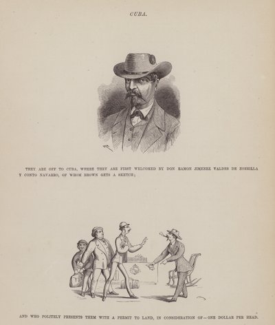 Página de The American Tour of Messrs Brown, Jones and Robinson (gravura) de Richard Doyle