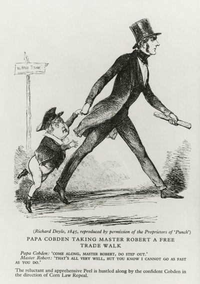 Papa Cobden levando Master Robert uma caminhada de livre comércio, 1845 de Richard Doyle