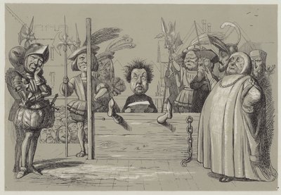 Perkin Warbeck lendo sua confissão (aquatinta) de Richard Doyle