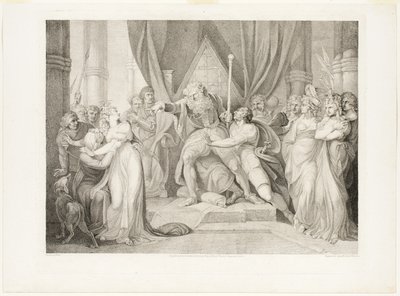 Lear expulsando sua filha Cordelia de Richard Earlom