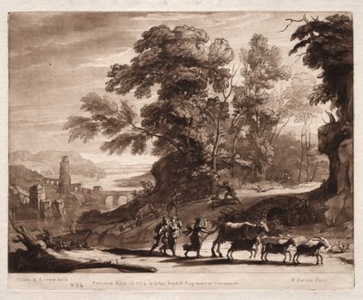 Liber Veritatis: No. 34, Camponeses com gado atacado por bandidos, 1774. de Richard Earlom