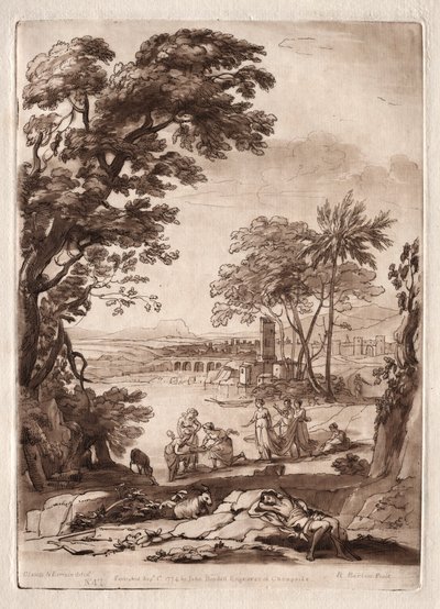 Liber Veritatis: No. 47, Uma cena do rio com a descoberta de Moisés de Richard Earlom