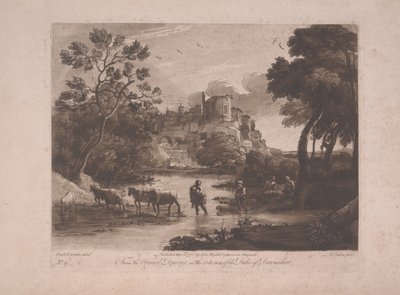Vista do Tivoli at Sunset, publicado em 1775 (mezzotint com gravura) de Richard Earlom