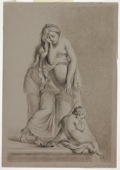 Chorando Figura Alegórica Feminina com Putto de Richard Earlom