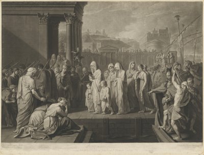 Agripina desembarcando em Brindisi com as cinzas de Germanicus de Richard Earlom after Benjamin West
