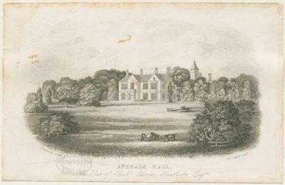 Apedale Hall House and Park: gravura em aço, sd [ Final do século 18] de Richard Edensor Heathcote