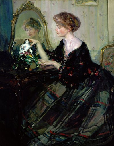 A estatueta chinesa, c.1910 (óleo sobre tela) de Richard Emil Miller