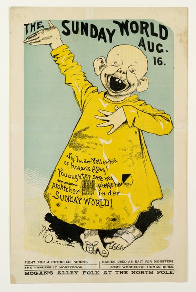 The Sunday World 16 de agosto: Diga, eu sou o Garoto Amarelo da Hogans Alley ..., c.1895-98 litho de Richard Felton Outcault