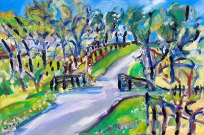 Caminhando pela estrada, 2021 (óleo sobre tela) de Richard Fox