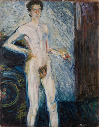 Auto-Retrato Nu com Paleta - Gerstl, Richard (1883-1908) - 1908 - Óleo sobre tela - 139,3x100 - Leopold Museum, Viena de Richard Gerstl