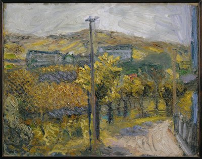 Curva na estrada, Nussdorf, vista de Kahlenberg (pintura sobre tela) de Richard Gerstl