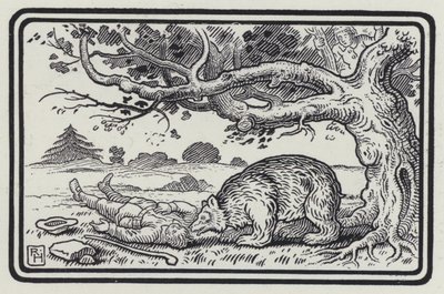 The Two Fellows And The Bear (gravura) de Richard Heighway