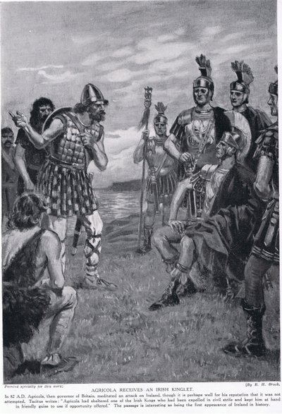 Agricola recebe um Kinglet irlandês, ilustração da "História das Nações de Hutchinson", c.1910 de Richard Henry Brock