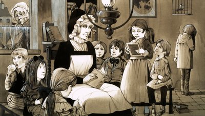 Uma "Escola de Dama" dos anos 1830 (guache sobre papel) de Richard Hook