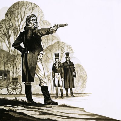 Um cavalheiro georgiano a duelar com uma pistola de Richard Hook