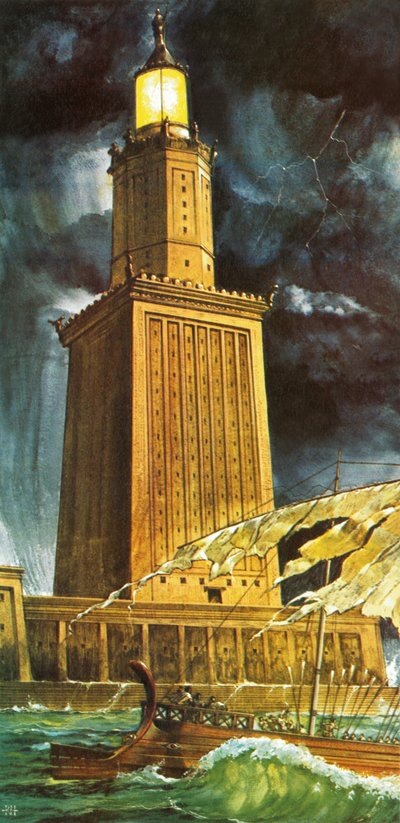 Pharos ou farol de Alexandria (litografia) de Richard Hook