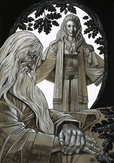Merlin e Vivian, a fada Dama do Lago de Richard Hook