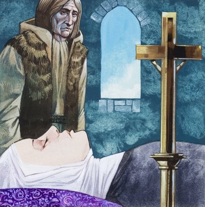 Sir Lancelot chega ao convento e descobre que a Rainha Guinivere já morreu de Richard Hook
