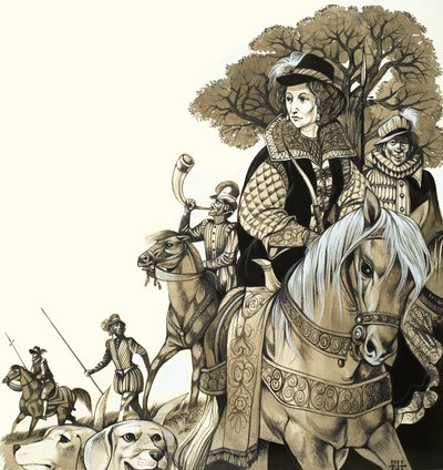 A jovem Isabel I a caçar de Richard Hook