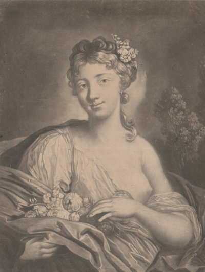 Primavera: uma jovem segurando flores em seu manto, 1775. de Richard Houston