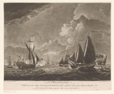 Frota em um mar agitado A Fresh Gale (título no objeto) de Richard Houston