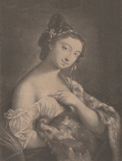 Inverno: uma mulher segurando um manto de pele manchada, 1775. de Richard Houston