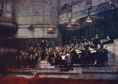 Ensaio no Queens Hall, Londres (cor litho) de Richard Jack