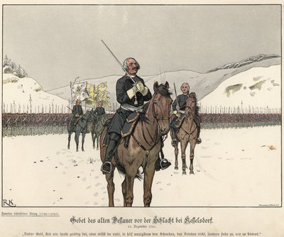 Oração do Príncipe Leopoldo de Anhalt-Dessau antes da Batalha de Kesselsdorf de Richard Knoetel