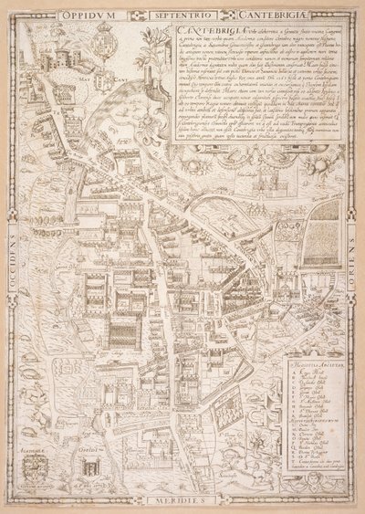 Mapa de Cambridge, de Caius &39;Historia Cantabrigensis Academia&39;, 1574 de Richard Lyne