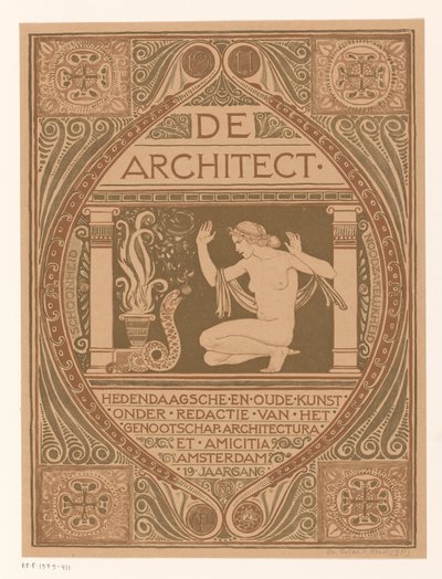 Design da capa para: De Architect, 1911 de Richard Nicolaüs Roland Holst (signed by artist)