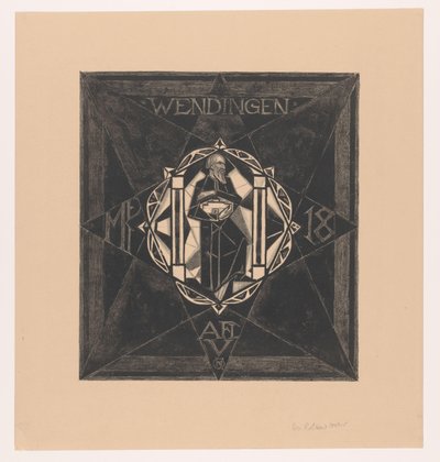 Desenho da capa para: Twists, 1918 de Richard Nicolaüs Roland Holst (signed by artist)