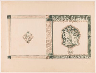 Design da capa para: Wenningen, edição Woodcarvers, 1919 de Richard Nicolaüs Roland Holst (signed by artist)