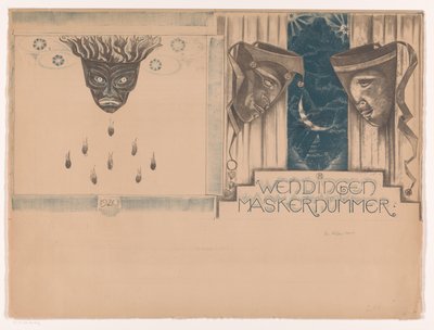 Design da capa para: Twists, Mask Number, 1920 de Richard Nicolaüs Roland Holst (signed by artist)