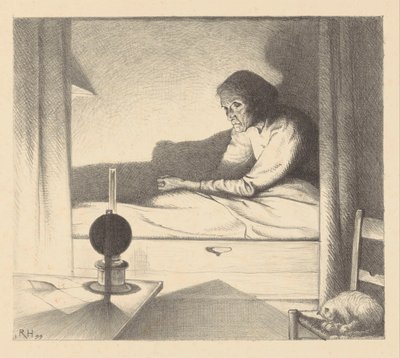 Japke Faber numa cama de cama
No silêncio da noite (título original) de Richard Nicolaüs Roland Holst