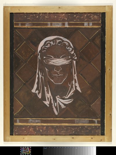 Cabeça da Justiça vendada; desenho para figura de decoração em mármore no Supremo Tribunal de Haia de Richard Nicolaüs Roland Holst