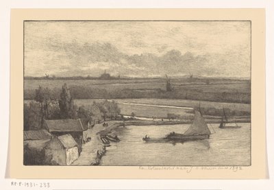 Paisagem com navios à vela na água de Richard Nicolaüs Roland Holst