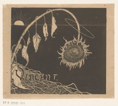 Desenho da capa para: Richard Roland Holst, Exposição das obras legadas de Vincent Van Gogh, 1892 de Richard Nicolaüs Roland Holst