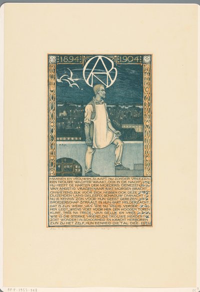 Imprimir por ocasião do décimo aniversário da União Geral dos Trabalhadores de Diamantes Holandeses em 1904 de Richard Nicolaüs Roland Holst