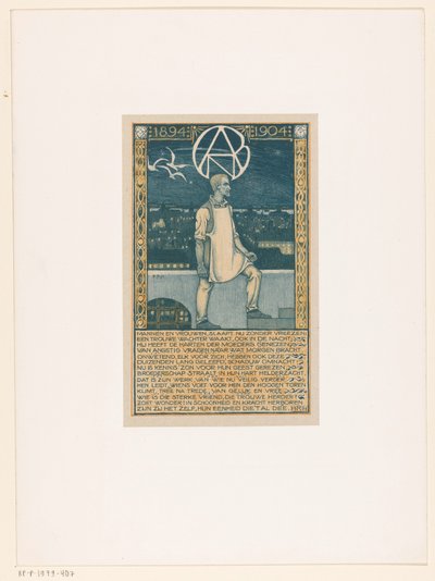 Impressão comemorativa do décimo aniversário do Sindicato Geral dos Trabalhadores Diamantíferos Holandeses em 1904 de Richard Nicolaüs Roland Holst