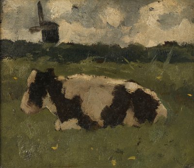 Vaca descansando com um moinho de Richard Nicolaüs Roland Holst
