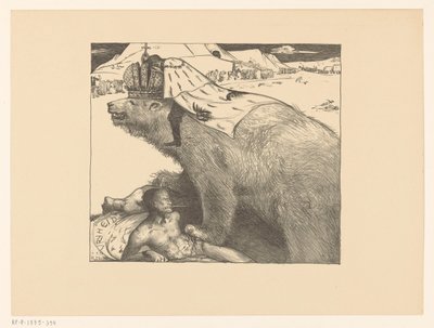 Czar Nicolau II da Rússia no urso russo O urso russo ruge paz (título original) de Richard Nicolaüs Roland Holst
