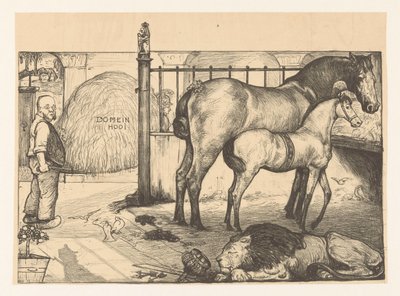 Dois cavalos num palheiro num estábulo
Na estante de feno do estado (título original) de Richard Nicolaüs Roland Holst