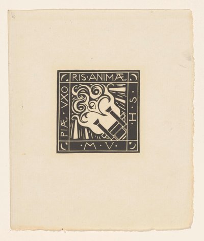 Vinheta em memória de Maria Vincentia Huizinga-Schorer
Piae Uxoris Animae M.V.H.S. (título sobre o objecto) de Richard Nicolaüs Roland Holst