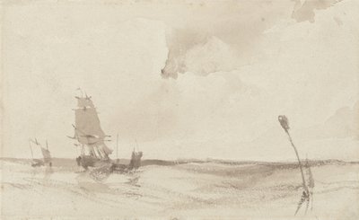 A Seascape (lavagem sépia no papel) de Richard Parkes Bonington