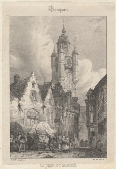 Bergues - A Torre do Mercado de Richard Parkes Bonington